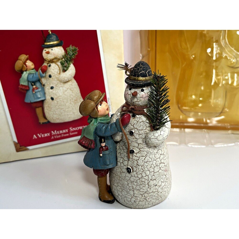 Hallmark Keepsake 2003 A Very Merry Snowman Ornament A Visit From Santa w/ Box